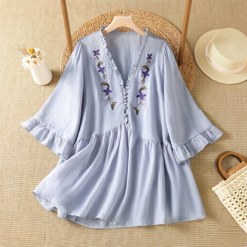 Camicia elegante in cotone e l - Embroidery Cotton Shirt recensione e prezzo